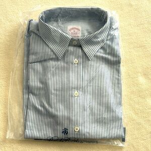 Brooks Brother Classic fit Supima Cotton shirt Size 8 Blue/White stripes NWT